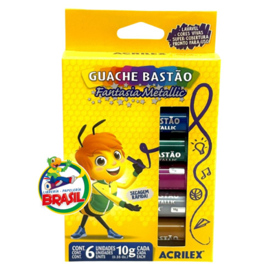 tempera metalica 6 colores acrilex