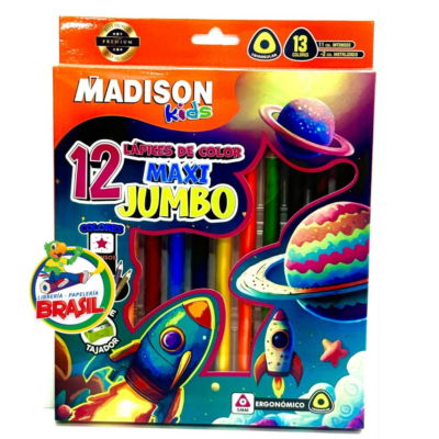 lapices de colores 12 maxi jumbo madison