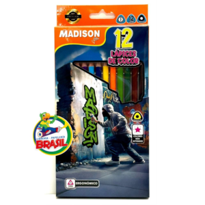Lápices de 12 Colores Triangular 3mm, ergonómico, Marca Madison