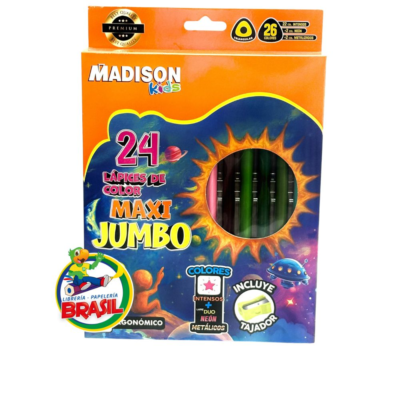 Lápices de Colores de 24 Maxi Jumbo Marca Madison Kids