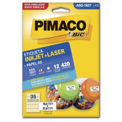 Etiqueta inkjet/laser A5Q1837 - Pimaco