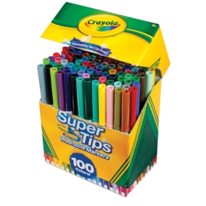 Marcadores Super Tips lavables de  100 unidades marca  Crayola