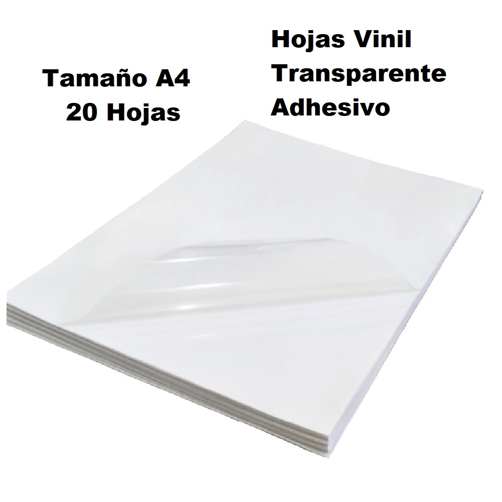 25 hojas de papel adhesivo de vinilo transparente imprimible tamaño A4  (8.25 x 11.7 pulgadas), papel adhesivo de vinilo impermeable de secado  rápido