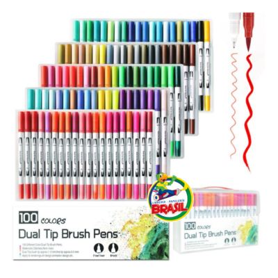 marcadores punta pincel 100 colores