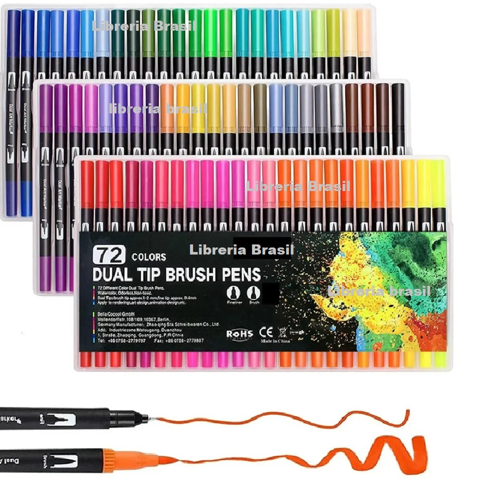 Set Rotuladores Acuarelables dual tip brush pens de 72 colores