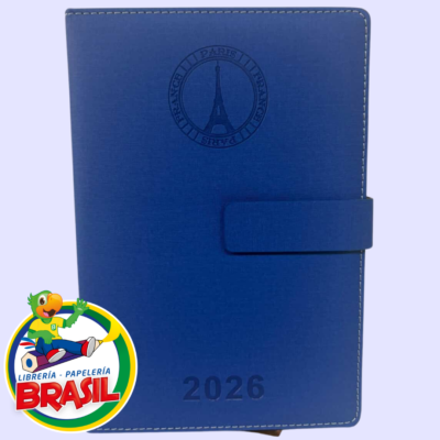 Agenda Ejecutiva 2026 con Broche Magnético color azul electrico tamaño 14.5 x 21 cm