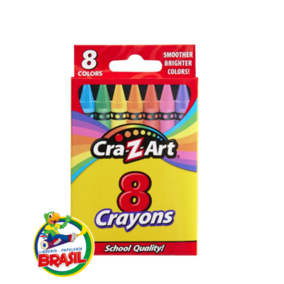 Caja pequeña de 8 crayones de colores básicos Cra-Z-Art, diseñados para niños pequeños, suaves y resistentes, de Librería Brasil.