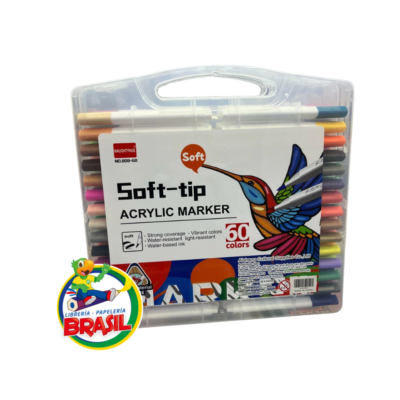 Maleta de Marcadores Acrílicos Punta Pincel 60 Colores NaughtYhue, resistente al agua y a la luz.