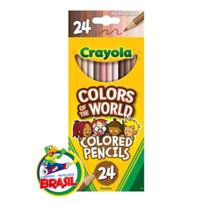 Crayola Colored Pencils 24, Colores del Mundo, Tonos de Piel Lápices de Colores