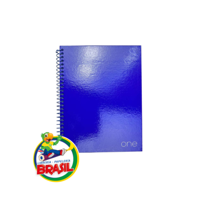 Cuaderno de espiral marca ABC tamaño medio oficio en color azul, con cuadrícula de 5mm y margen de color, de Librería Brasil.
