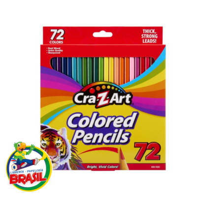 Gran caja de 72 lápices de colores Cra-Z-Art organizados por tonos, madera real y pre-afilados, disponibles en Librería Brasil.