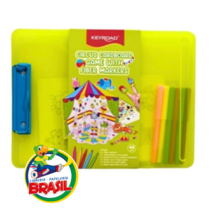 Set Pintura Circo de Cartulina, en Caja Plástica-Tablero de Apoyo, Marcadores y Actividades Marca Keyroad