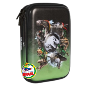 Cartuchera o Estuchera Doble Eva con 2 Cierre, Compartimientos y ligas, Jurassic Negro Marca Mooving