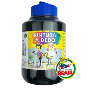 Pintura de dedo, bote de 250 ml color Negro 520, Marca Acrilex