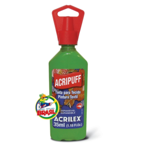Pintura Acripuff, color Verde, botecito de 35 ml Marca Acrilex