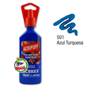 Pintura Acripuff, color Azul, botecito de 35 ml Marca Acrilex