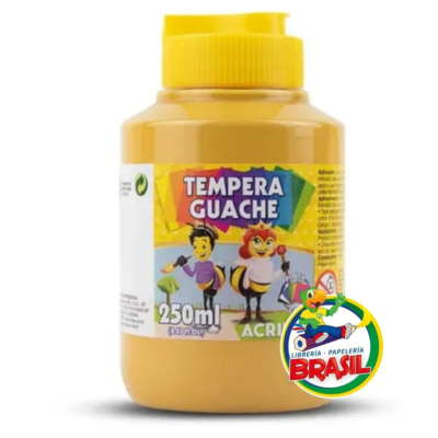 tempera guache 250 ml color amarillo piel
