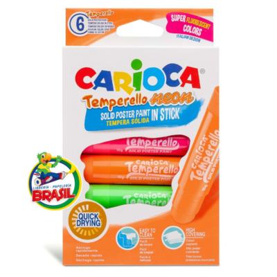 tempera solida 6 colores neon carioca