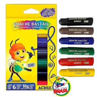 Tempera solida en barra 6 colores marca acrilex