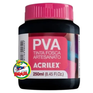 Pintura PVA Acrílica, Tinta Fosca Artesanato, Botecito 250 ml, Color Negro 520, Marca Acrilex