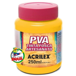 Pintura PVA Acrílica, Tinta Fosca Artesanato, Botecito 250 ml, Color Amarillo 505, Marca Acrilex