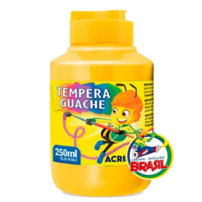 tempera guache 250 ml color amarillo