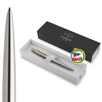 boligrafo plateado jotter con clip dorado