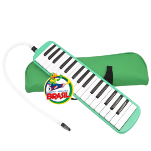 Melódica 32 teclas con estuche de tela + Tubo y Boquilla para la melódica, Color Verde