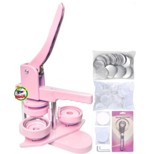 kit de máquina de presión de botones o Maquina de Pines con piezas de botón gratuitas + cortador de círculos +  Cabezal de pines 58mm Color Rosa