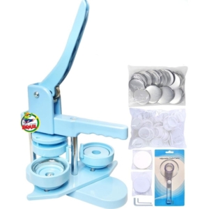 kit de máquina de presión de botones o Maquina de Pines con piezas de botón gratuitas + cortador de círculos +  Cabezal de pines 58mm Color Celeste